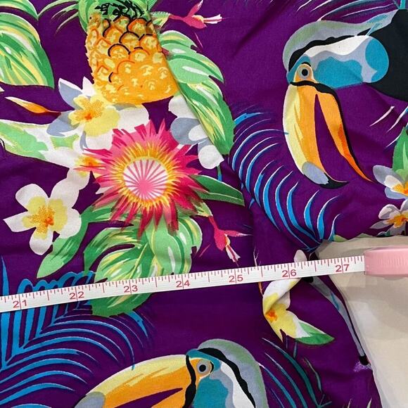 King Kameha Tropical, Floral, Pineapple, Bird, Hawaiian Button Down Shirt, 2XL - Picture 12 of 13